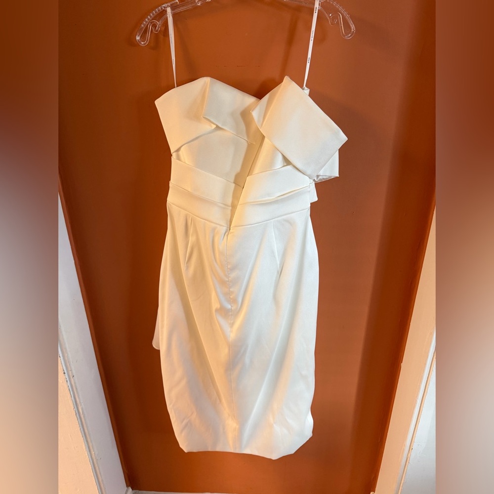 Watters Ivory Strapless Draped Cocktail Dress Bridal Occasion Dress - Picture 4 of 9